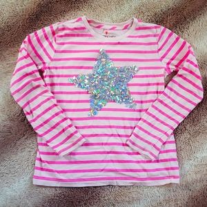 JCrew Crewcuts pink striped fringe star shirt, size 8
